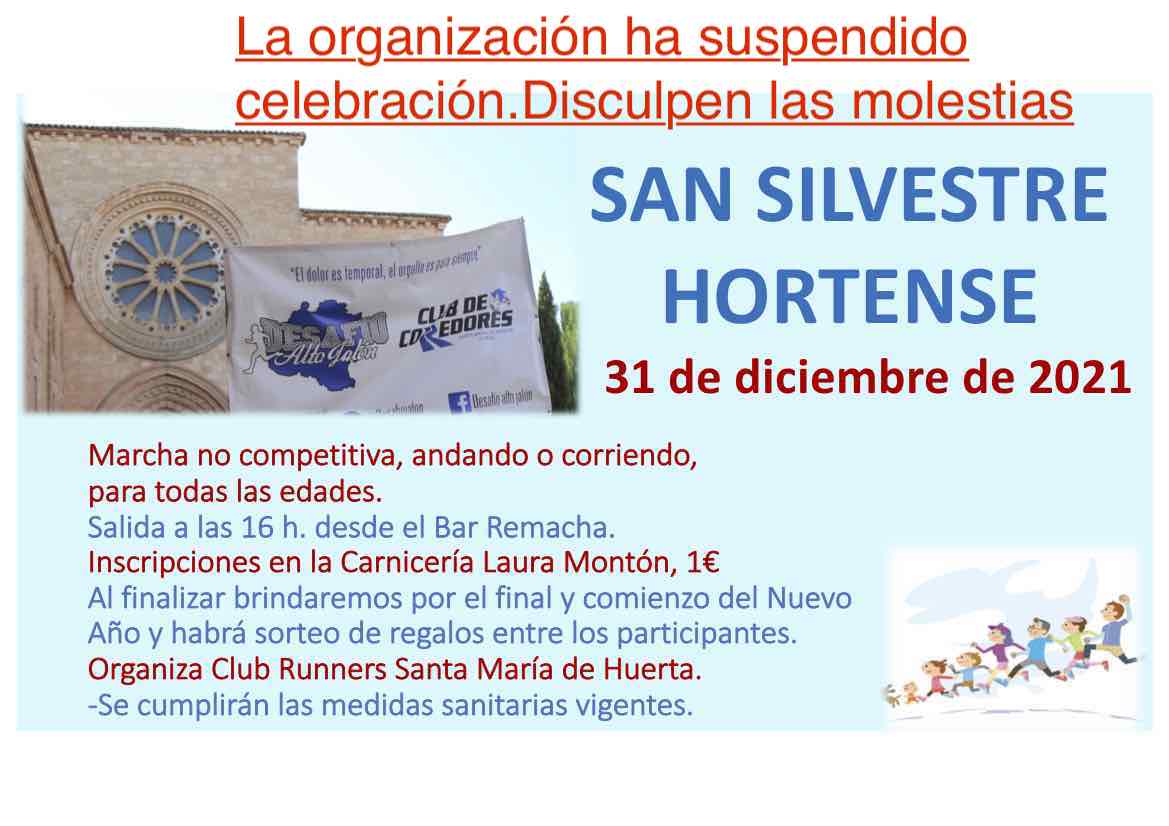 Suspendida. San Silvestre en Santa María de Huerta 31 de diciembre de 2020